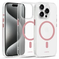 Liavec Blizgus Magnetinis Skaidrus dėklas telefonui Iphone 14 Pro rožinė