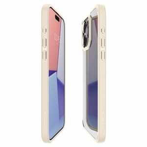 Spigen Crystal Hybrid dėklas telefonui iPhone 15 Pro Max - skaidri smėlinis