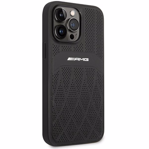 AMG AMHMP14XOSDBK iPhone 14 Pro Max 6.7" juodas/juodas kietas odinis dėklas su išlenktomis linijomis MagSafe