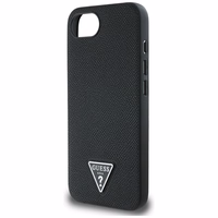 Guess Grained Triangle MagSafe dėklas telefonui iPhone 16e - juoda