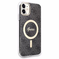 Rinkinys Guess GUBPN61H4EACSK Dėklas+Įkroviklis iPhone 11 6.1" juodas/juodas kietas dėklas 4G Spauda Magnetinis