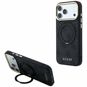 Guess Ring Stand 360 4G Classic Logo MagSafe чехол для iPhone 17 Pro / 18 Pro, черный