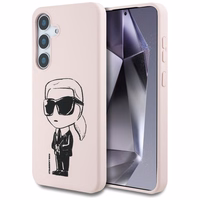 Karl Lagerfeld silikoninis grafiti Ikonik logotipas su magnetiniu Samsung Galaxy S25 dėklas rožinis