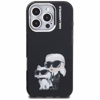 Karl Lagerfeld IML Aquarelle Karl & Choupette & Logo iPhone 16 Pro deklas - juodas