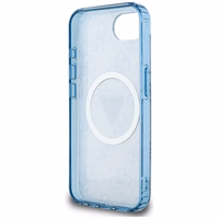 Guess IML Metal Glitter 4G Circle Triangle Magnetinis dėklas telefonui iPhone 16e - mėlynas