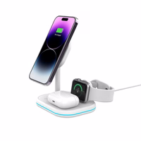 Tech-Protect QI15W-A27 3-in-1 indukcinis įkroviklis su MagSafe stovu išmaniajam telefonui / Apple Watch / AirPods - baltas