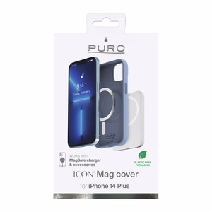Puro ICON MAG dėklas, skirtas iPhone 14 Plus, suderinamas su MagSafe, „Sierra Blue“ spalvos