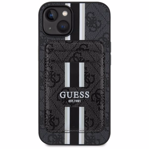 Guess 4G Stripes dėklas su Magnetinė pinigine iPhone 15 - juodas