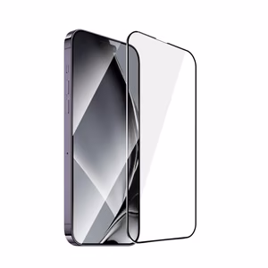 Grūdintas stiklas su metaliniu rėmeliu iPhone 14 Pro Max 6,7", juodas rėmelis