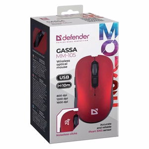 DEFENDER GASSA MM-105 RF tylioji pelė raudona