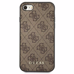 Чехол Guess 4G Metal Gold Logo для iPhone SE 2022 / 2020 / 7 / 8 - коричневый