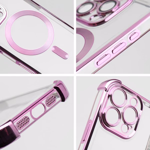 Dėklas ANTISHOCK ELECTRO IPHONE 17 Pro Max suderinamas su MagSafe rožinis