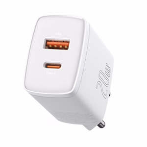 Įkroviklis Baseus (CCXJ-B02) (1xUSB-C;1xUSB 3A 20W) baltas