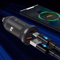 "Devia" automobilinis įkroviklis Smart Mini PD QC 3.0 30W 1x USB 1x USB-C baltas