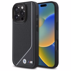 BMW M perforuota susukta linija Magnetinis dėklas iPhone 16 Pro - juodas