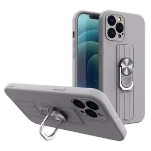 Ring Case silikoninis dėklas telefonui su piršto laikikliu ir stovu Xiaomi Redmi 10X 4G / Xiaomi Redmi Note 9 sidabrinis