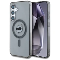 Karl Lagerfeld Mygtukas Choupette Galva Spausdintas Logotipas Magnetinis Samsung Galaxy S25 dėklas juoda