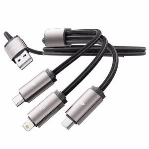 "Tech-Protect UltraBoost 3in1" USB-A - "Lightning" / USB-C / "micro USB 3,5A" laidas 1 m - pilkos spalvos