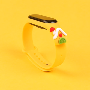 Dirželis Kalėdoms Xiaomi Mi Band 5 / 6 Kalėdinė silikoninė apyrankė su namu - Geltona