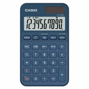 Casio SL-310YC-NY skaičiuotuvas, maitinamas baterijomis ir saulės energija, mėlynos spalvos