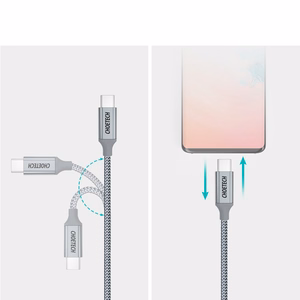 Choetech XCC-1002-GY USB-C - USB-C PD QC kabelis 100W 5A 480Mb/s 1.8 m, pilkas