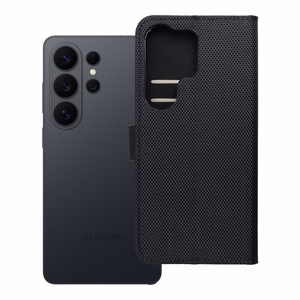 Atverčiamas 4Card RFID dėklas Xiaomi 17 PRO / 18 PRO su apsauga nuo vagysčių, iš technologinio audinio, juodas