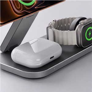 „Tech-Protect A52 MagSafe Qi2.2“ 25 W belaidė „3 viename“ įkrovimo stotelė – juoda