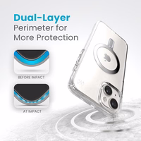 Speck Presidio Perfect-Clear ClickLock & Magsafe - iPhone 15 Plus / iPhone 14 Plus dėklas (Clear / Chrome Finish / Serene sidabrinis)