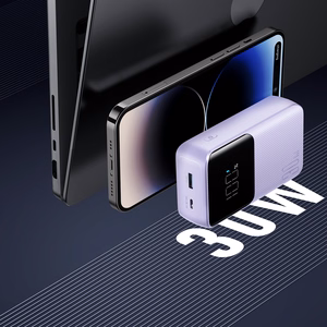 Mini išorinė baterija Joyroom JR-PBC07 20000mAh 30W su USB-C ir Lightning laidais (violetinė)
