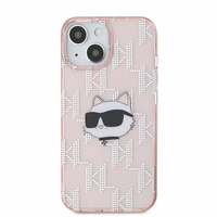 Karl Lagerfeld IML Choupette galvos ir monogramos dėklas iPhone 13 - rožinė
