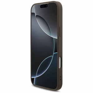Guess PU 4G Metal Logo dėklas Apple iPhone 18 Pro, rudas