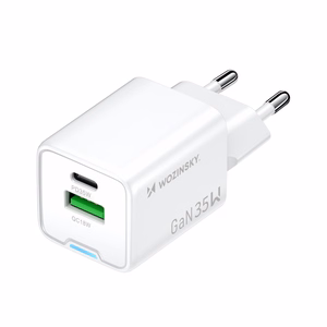 Wozinsky WWC-35W GaN USB-A + USB-C tinklo įkroviklis - baltas