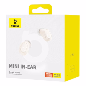 Belaidės ausinės "Baseus Bowie WM02 TWS", "Bluetooth 5.0" (baltos spalvos)