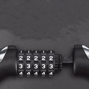 Rockbros RKS531 dviračio spyna su 5 skaitmenų kodu, plieniniu lynu, 180 cm, su LED apšvietimu - juoda