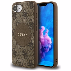 Guess 4G Circle Classic Logo Magnetinis dėklas telefonui iPhone 16e - ruda