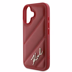 Karl Lagerfeld Diagonal Quilted Script Dėklas telefonui iPhone 16 - raudonas