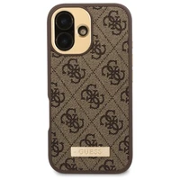 Guess 4G Logo Plate Magnetinis dėklas iPhone 16 - rudas