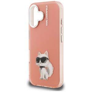 Karl Lagerfeld IML Aquarelle Choupette & Logo iPhone 16 deklas - rozinis