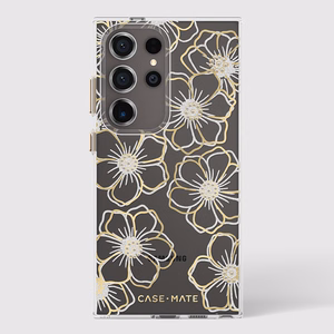 Case-Mate Floral Gems dėklas, skirtas Samsung Galaxy S24 Ultra, aukso spalvos