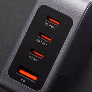 FORCELL F-ENERGY GaN VT-46 pilkas kelioninis įkroviklis 3 x Type C + USB A PD QC4.0 5A 100W su PD