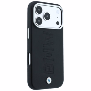 BMW Sign Deboss Quilted Metal Logo MagSafe dėklas, skirtas iPhone 18 Pro Max – tamsiai pilkas