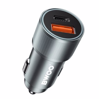 BWOO BO-CC73 PD automobilinis įkroviklis 1x USB-C - USB-A prievadas 38W sidabrinis