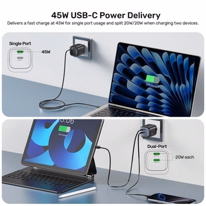 Unitek GaN tinklo įkroviklis 45W 2x USB-C PD 3.0 QC