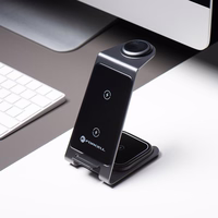 Forcell F-ENERGY Simply Charge 3in1 aliuminis suderinamas su Apple Watch ir Samsung Watch pilkas