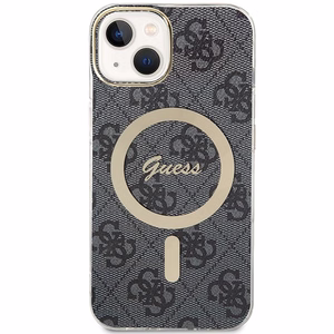 Guess 4G Magnetinis dėklas telefonui iPhone 15 Plus / 14 Plus - juoda