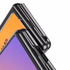 Plating dėklas telefonui Samsung Galaxy Z Fold 4 su metaliniu rėmeliu mėlynas
