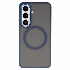 Liavec Soft Case dėklas su metaliniu rėmeliu, skirtas Samsung Galaxy S26, tamsiai mėlynas