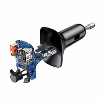 Įkroviklis automobilinis + FM transmiteris BASEUS (S-13) (2xUSB;1xUSB-C) juodas