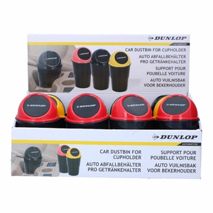 Dunlop automobilinė šiukšliadėžė, 400 ml, 10x17 cm, raudona ir juoda