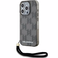 Karl Lagerfeld IML Mono KL Pattern & Cord dėklas telefonui iPhone 15 Pro Max - juodas